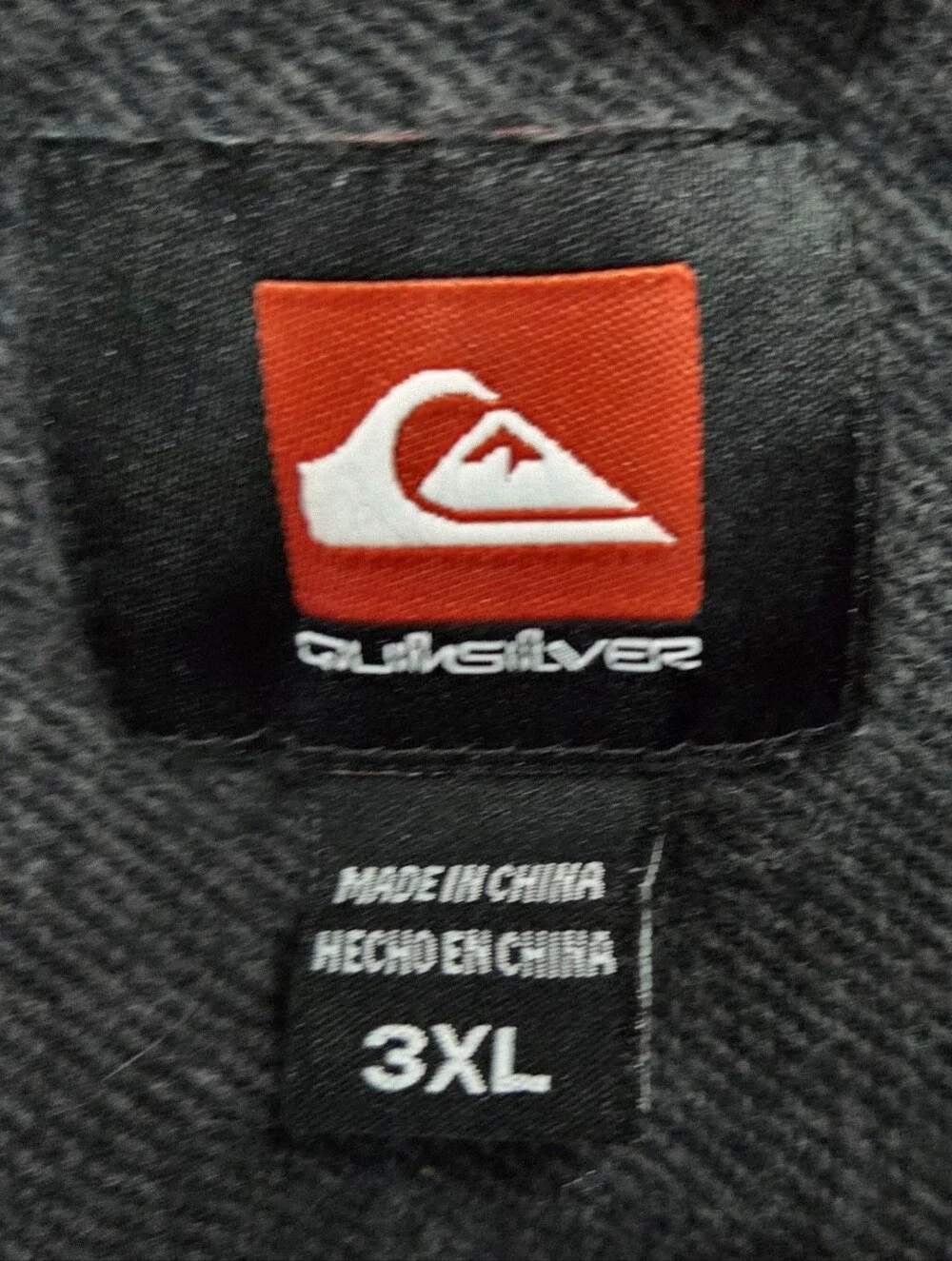 Quiksilver Hooded Flannel Shirt Jacket Size 3XL Charcoal Gray/Black Streetwear